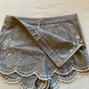 Free People Linen Floral Shorts